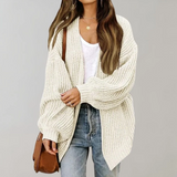 Leppa – lässig gestrickte damen-strickjacke – Weiß