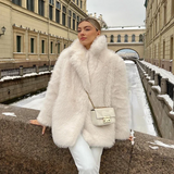 Ivankav - luxuriöse jacke aus weichem kunstfell für damen – Beige