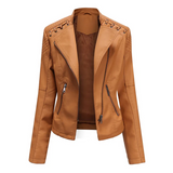 Marie – stylische Lederjacke – Kamel