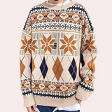 Nicusor – modischer oversized gestrickter herrenpullover – Aprikose