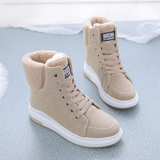 Snowboots - fell gefüttert schnürstiefel winterstiefel stiefeletten – Cremeweiß