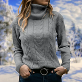 Lilja - schicker winterpullover für damen mit langem kragen – Grau