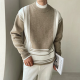 Razvan – moderner gestrickter herrenpullover mit rundhalsausschnitt – Khaki