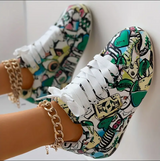 Haselnuss - stylische damen-sneaker mit graffiti-print – Grün