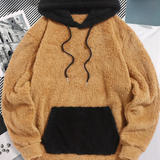 Balasz – zweifarbiger flauschiger kapuzenpullover für herren – Sehr braun
