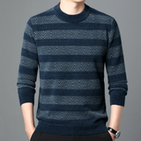 Luc – moderner gestrickter herrenpullover mit muster – Blau