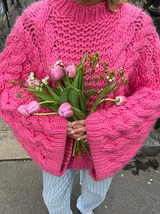 Everlee l kuschelige, übergroße strickjacke – Rosa Rot (fast ausverkauft)