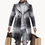 Anatoli - eleganter, taillierter langer herrenmantel – Grau