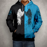 Ludek – herren-kapuzenpullover mit reißverschluss und flügeln – Blau