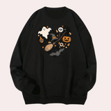 Emese – halloween-sweatshirt mit schickem vibes-motiv für damen – Schwarz
