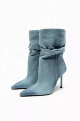 Norina - elyce denim-stiefel mit hohem absatz für damen – Blau