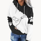 Cornelia | verspielter damen-hoodie mit hundeprint – Schwarz