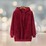 Ysabeau - fleece-pullover mit kapuze für frauen – Rot