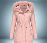 Bunter parka mit pelzkragen – Rosa