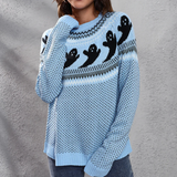 Neven – gemütlicher pullover mit geistermuster für damen – Blau