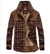 Warmer flanell-wintermantel für herren mit stehkragen – Braun
