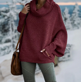 Rosy | eleganter schildpatt-pullover mit kragen – Rotwein