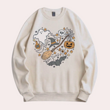 Emese – halloween-sweatshirt mit schickem vibes-motiv für damen – Beige