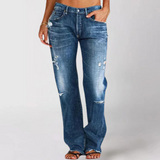 Weit geschnittene denim-jeans für damen – Dunkelblau