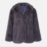 Ivankav - luxuriöse jacke aus weichem kunstfell für damen – Grau
