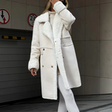 Aitana – elegante lange plüschjacke für damen – Weiß