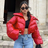 Aoife – stylische kurze pufferjacke mit steppmuster – Rot