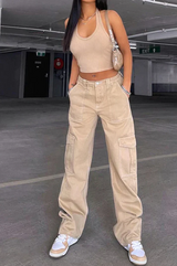 Karley - modische damen cargohose – Khaki