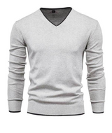 Slim-Fit-Pullover aus Sterlingsilber mit V-Ausschnitt – Grau