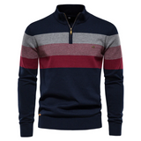 Gestreifter premium-herrenpullover – Bordeaux