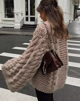 Kassie - kuscheliger grob gestrickter damenpullover – Khaki