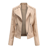 Marie – stylische Lederjacke – Khaki