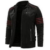 Motorrad-leder-herrenjacke, robust und stilvoll – Schwarz