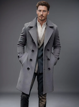 Eleganter herren-wollmantel für kühle tage – Grau
