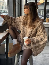 Everlee l kuschelige, übergroße strickjacke – Khaki