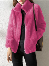 Sheena - stylischer wintermantel für damen – Rosa Rot
