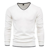 Slim-Fit-Pullover aus Sterlingsilber mit V-Ausschnitt – Weiß