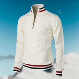 Martin - der elegante herrenpullover mit kragen – Weiß
