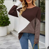 Mehrfarbiges sweatshirt für frauen - amosena – Kaffee