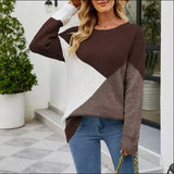 Bryony - verspieltes mehrfarbiges sweatshirt für damen. lässiges oberteil – Kaffee