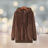 Ysabeau - fleece-pullover mit kapuze für frauen – Braun