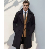 Eleganter herren-wollmantel für kühle tage – Schwarz