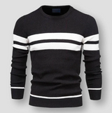Kuscheliger gestreifter strickpullover für herren – Schwarz