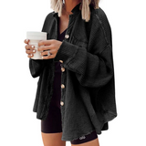 Trinity | cordjacke mit unregelmäßiger kapuze – Schwarz