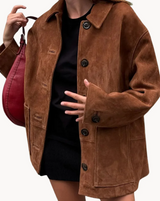 Lily | luxus-blazer aus kamel-wildleder für damen – Pekannuss