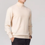 Deep Knife - eleganterer rollkragenpullover für herren - klassischerer rippenpullover – Beige