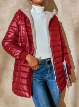 Sandra - stylischer damen-wintermantel – Burgund (Fast ausverkauft)