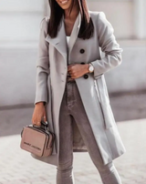 Miriam – stylischer langer mantel mit Knöpfen – Gray