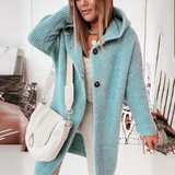 Yelena - langärmlige strickjacke mit kapuze – Blau