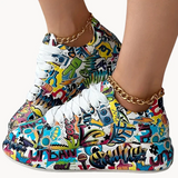 Haselnuss - stylische damen-sneaker mit graffiti-print – Mehrmals