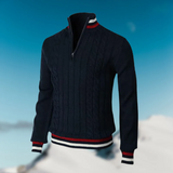 Martin - der elegante herrenpullover mit kragen – Marineblau